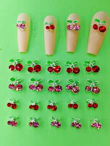 10 件/40 件樱桃形金属多色美甲饰品贴纸美甲用品指甲饰品美甲宝石 - 彩色 - 查看 2