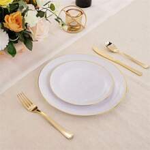 1 Set de 25 piezas de Platos Redondos para Pasteles y Postres en Platino, que incluye (Platos Laterales de 7.5 Pulgadas/10.25 Pulgadas) y Tazones Premium para Ensalada de Frutas, reutilizables y fáciles de limpiar. Ideal para bodas, San Valentín, cumpleaños y reuniones festivas
