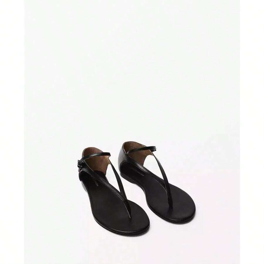 Mango Women's Leather Straps Sandals - Black - View 1