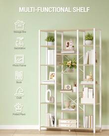 HaluPeit Bookshelf, Standing Shelf With 6 Els And 15 Shelves, Adjustable Open Shelves, For Living Room, Office, Bedroom, 30 X 70 X 170 Cm - 白色 - 查看 4