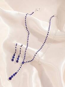2 pièces Set de collier et boucles d'oreilles étincelants pour femmes, accessoires de bijoux de mariée élégants pour soirée