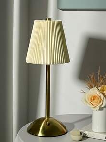 1pc Wireless USB Rechargeable Bedside Lamp, Metal Pleated Fabric LED Decorative Tabletop Lamp, Suitable For Bedroom, Living Room, Dining Room, Bar, Coffee Shop, Restaurant, Dormitory, Office, Holiday Gifts - Multicolor - View 13