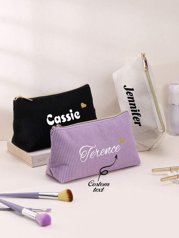 1 stuk make-uptas met aangepaste tekst en warmteoverdracht, make-uptas, lippenstift, hand in hand met tas, was- en opbergtas voor vrouwen, lichtgewicht make-uptas met rits, etui met grote capaciteit, schrijfwaren, etui voor terug naar school, perfect cadeau voor moeder en vrouw