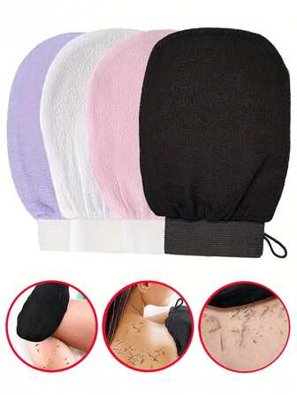 3 Pieces Deep Exfoliating Gloves For Smooth And Shiny Skin - Body Scrub For Bath And Shower - Cleanses Dry Dead Skin - Gentle Yet Effective Exfoliating Gloves, Korean Exfoliating Gloves, Visibly Remove Dead Skin, Great For Self-Tanning Or Keratosis Pilaris, Made Of 100% Viscose, Comes With Body Scrub, Bag, Storage Box, Hair Clips