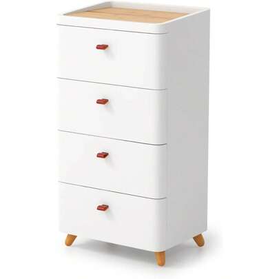 Chest Of Drawers With 4 Drawers, Chest Of Drawers With Removable Tray And Solid Wood Legs, Storage Cabinet, Sideboard, Chest Of Drawers For Bedroom, Living Room And Hallway, 42 X 32 X 81 Cm