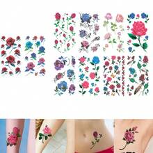Flower Realistic Temporary Tattoos, Small Tiny Fake Rose Tattoo Stickers, 10 Sheets For Women Girls Adults Makeup On Body Face Hand Finger Arm Neck Wrist, Sexy Party Supplies Favors