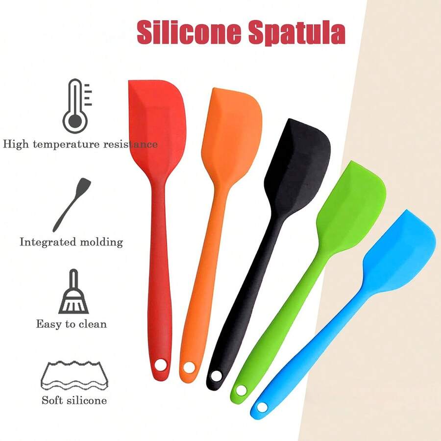 1 pieza Espátula de silicona para hornear y untar a alta temperatura, raspador de tartas y crema integrado, resistente