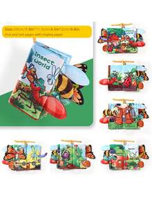 Libros de tela a prueba de roturas con temática Montessori para bebés y niños pequeños, libro de tela cognitivo de 6 páginas para educación de la primera infancia, libro de aprendizaje interactivo lavable, regalo de Navidad para niños, libros para bebés, libros, juguetes para bebés - Multicolor - Ver 16