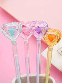 6pcs Black Gel Pen Prize Purple Ink Pen Signature Pen Party Pen Neutral Pen Center Prize Plastic Fountain Pen Office (Color Random) School Supplies,Back To School