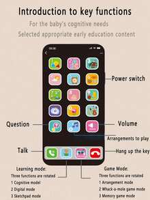 1 件儿童逼真 Apple 音乐手机，多模式触摸屏婴儿益智玩具，男孩和女孩生日礼物 - 彩色 - 查看 10