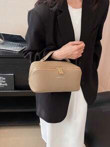 Versatile Minimalist Portable Cosmetic Bagtravel Essentials For Vacation Summer Holiday Back To School School Stuff Bag For School Travel Bag For Women Makeup Bag For Travel - Khaki - View 4