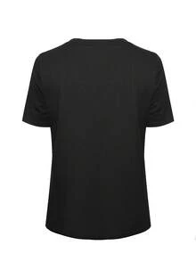 Camiseta estampada de moda para hombres - Clásica de verano, casual, cuello redondo, manga corta, camiseta de algodón puro, cómoda y transpirable, diseño de patrón de letras de moda, ropa de hombre moderna y versátil, regalo sorpresa de vacaciones - Negro - Ver 3