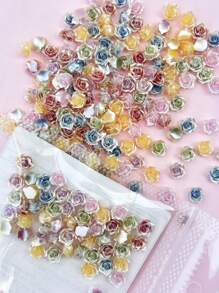 50 piezas de 6 mm Accesorios de arte de uñas con diseño de rosa 3D de Dunhuang, camelias de dos colores exquisitas y de lujo con estilo ligero, decoraciones de uñas de estilo japonés y coreano de moda sencilla para el verano. Usados para diseños de arte de uñas, joyas, uñas de ataúd, uñas francesas en forma de almendra, uñas largas y cortas, uñas ovaladas, uñas cuadradas, diseños de artesanía de joyas, diseños de gorros de graduación, estuches de teléfonos móviles DIY