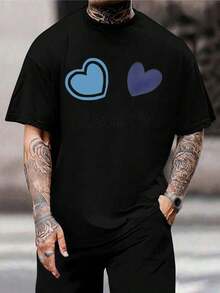 Camisetas a juego para parejas "Te amo" - Regalo de San Valentín, atuendo de aniversario, diseño de corazón lindo, camisetas para novios y novias, regalo casual de manga corta para parejas - Negro - Ver 1