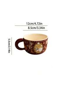 1 pieza Taza de cerámica vintage con diseño de gato, linda taza decorativa de café para uso doméstico, agua, leche, avena, té, jugo, desayuno, adecuada para cafetería, hogar, restaurante, fiesta, regalo de vuelta a la escuela