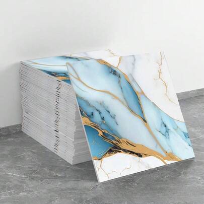 11/22/30 Piezas de adhesivos decorativos de pared con patrón de mármol, decoración de habitación, material de aluminio autoadhesivo en la parte posterior, costura aleatoria, impermeable para baño y aseo, adhesivos de pared de imitación de azulejo cerámico, decora tu hogar, decoración de pared, decoración de baño, papel pintado, cocina