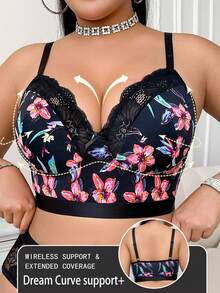 Áo ngực thể thao Temptuelle 1 chiếc dành cho nữ cỡ lớn, màu trơn, in họa tiết, kiểu dáng tối giản, thoải mái, làm từ vải dệt kim. - màu đen - Xem 6