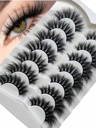 7pcs High-Quality Faux Mink Lash Extension Set, Dense & Ultra-Soft European Style, Suitable For Beginners & Reusable