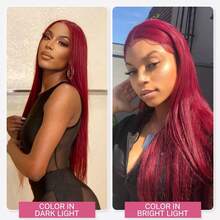 99j Burgundy Lace Front Wigs Human Hair 30Inch 13x6 Lace Front Wigs Human Hair Straight Red 180% Density HD Lace Front Human Hair Pre Plucked Pre Cut Glueless Wigs Colored For Women - S99J - View 6