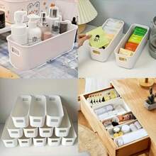 12/6pcs Set Of Stackable Plastic Storage Boxes With Handles - A Universal Organizing Tool For Office, Home And Wardrobe. Strong And Durable, Suitable For Stationery, Beauty Products, Socks, Underwear And Other Items. Adopt A Space-Saving Drawer Design, In The Form Of Baskets, Boxes, Containers, Etc., To Help Home Efficient Storage
