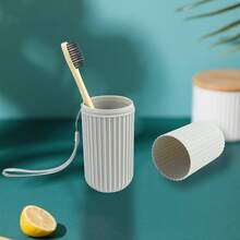 1pc Random Travel Toothbrush Case, Portable Wash Cup, Minimalist Toothbrush & Water Cup Set, 2Pcs/3Pcs Set ( Bamboo Toothbrush + Travel Toothbrush Case) Back To School - Multicolor - View 9