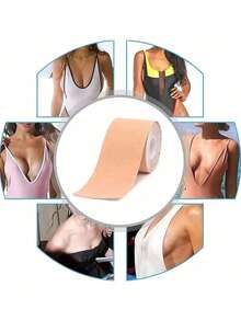 1 卷胸部胶带，使用身体胶带和花瓣露背乳头贴套装提升和紧致您的乳房 - 透气乳房提升胶带，适合 A-E 杯大乳房！ - 彩色 - 查看 3