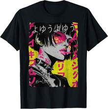 Japanese Streetwear Cyberpunk Y2k Techwear Retro Manga Anime T-Shirt>EX Gifts For Teen Boys - 黑色 - 查看 1