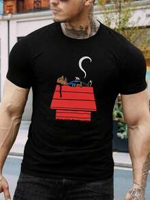 Camiseta gráfica de Snoop Dogg | Camiseta Hip Hop para hombre | Mezcla de algodón premium | Ropa informal de calle | Mercancía de rapero | Regalo único para fanáticos de la música | Blanco y negro | ¡Compra ahora! - Negro - Ver 1