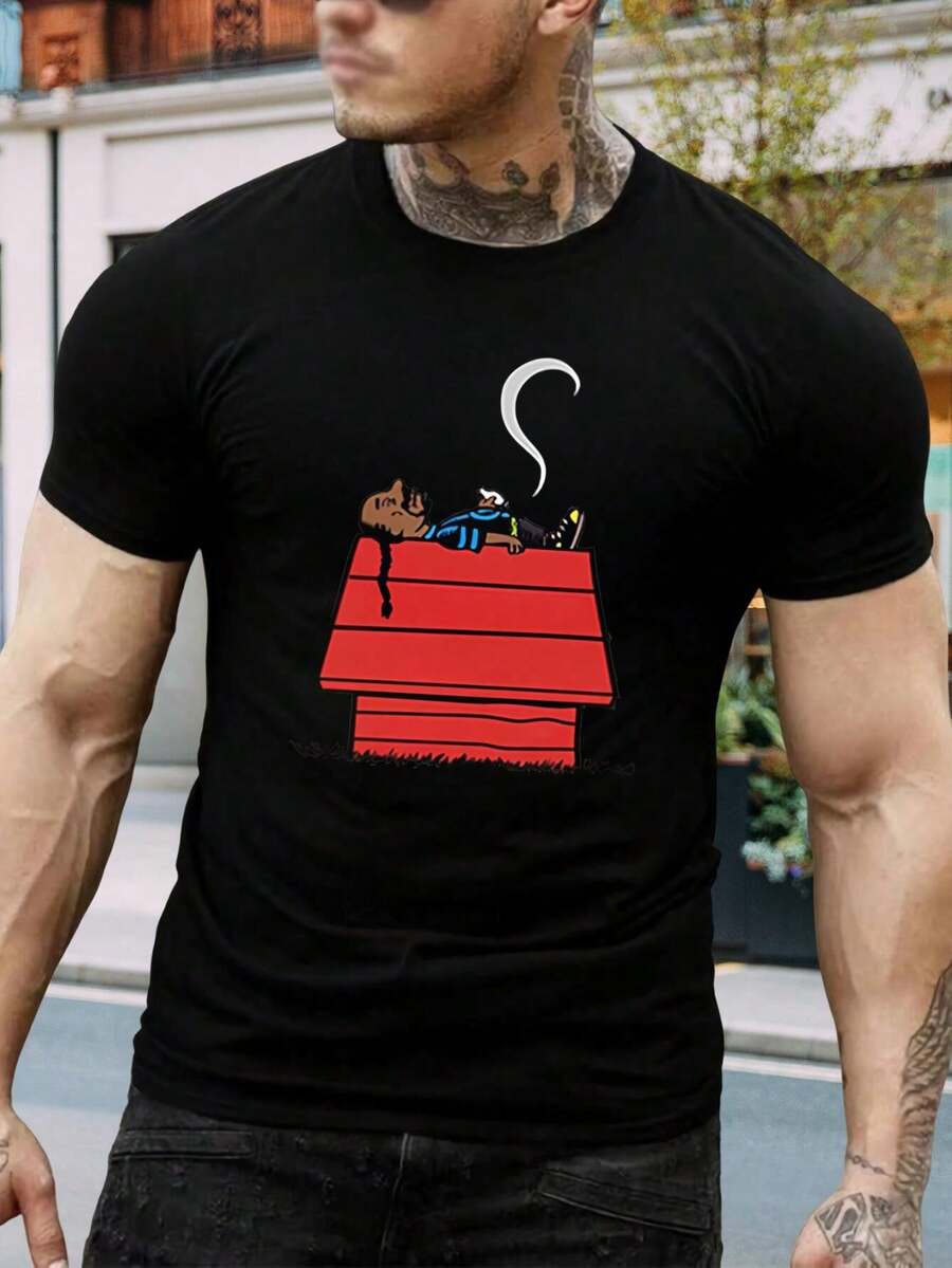 Camiseta gráfica de Snoop Dogg | Camiseta Hip Hop para hombre | Mezcla de algodón premium | Ropa informal de calle | Mercancía de rapero | Regalo único para fanáticos de la música | Blanco y negro | ¡Compra ahora! - Negro - Ver 1