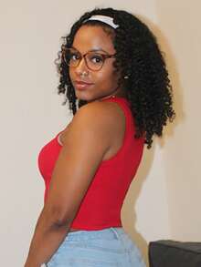 Steph T Women Summer Red Tank Top Slim Fit Casual Shirt Crop Tops Graphic Letter Print Round Neck Party Festival 90s Y2k Sexy - Red - View 3