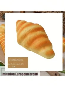 1 个柔软的模拟面包减压玩具，专为面包爱好者和减压时刻而设计，可挤压和玩耍，具有缓慢回弹的可爱减压毛绒玩具模拟食物面包、蛋糕，具有面包香气 Taba 软橡胶玩具 - 彩色 - 查看 9