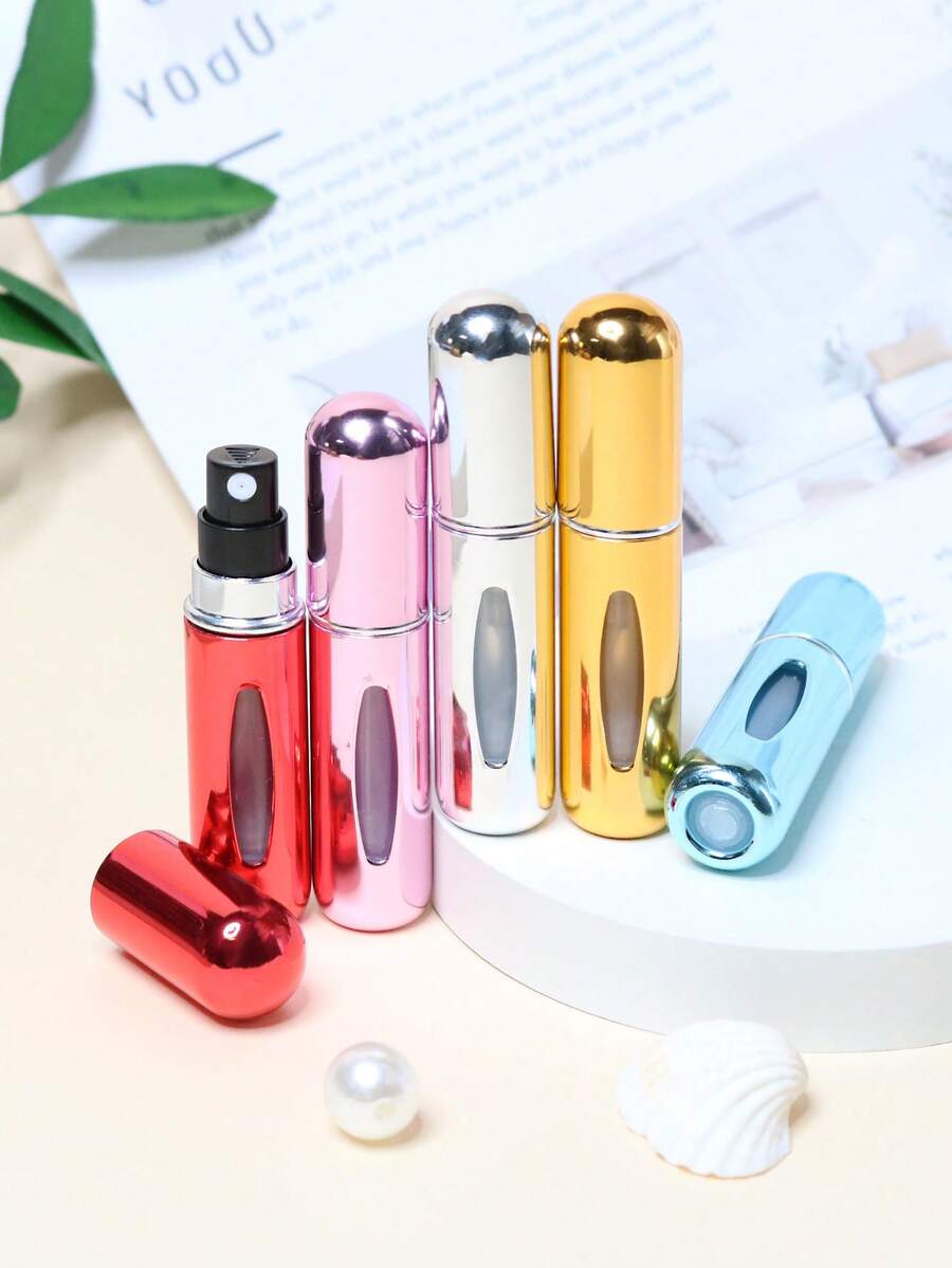 4 件便携式香水雾化器 - 可再填充旅行香水瓶 5ml 喷雾 - 迷你可再填充香水瓶 - 可再填充防漏旅行香水喷雾器