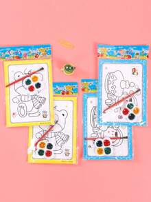 10pcs DIY Watercolor Painting Board - Creative Drawing Set, Includes 4 Colors Mini Watercolor Paints