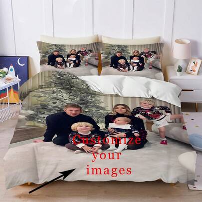 3PCS Customized Duvet Covers, Cute Cartoon Bedding, Personalized Duvet Covers, Photo Duvet Covers Made Of 100% Polyester Fabric With Digital Printing, Suitable For Both Boys And Girls, Teenagers, And Family Gifts. It Is Recommended To Have A Pixel Size Of Over 1000
