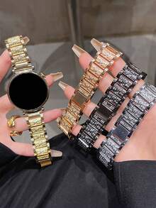 1条玫瑰金水钻金属表带，兼容小米Galaxy Watch 7/6/5/4（40mm/44mm）、Galaxy Watch 5 Pro（45mm）、Watch 6/4 Classic（42mm/46mm/43mm/47mm）、Active 2，男女通用，适合18mm/20mm/22mm表带。 - 玫瑰金 - 查看 6
