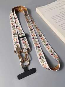 Lanière de téléphone en nylon floral avec pendentif perle, bracelet compatible accessoire universel - Collier/Floral - Voir 7