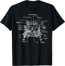 Apollo Lunar Module Moon Landing Moonshot Blueprint T-Shirt Gift For Dad Graduation Gift For Son Mother's Day Gift For Mom - Black - View 1