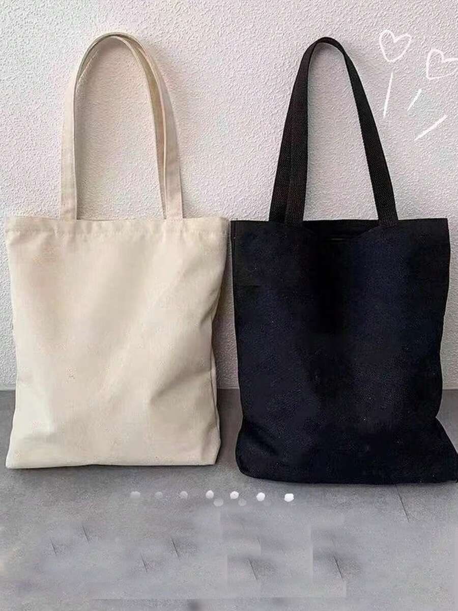 10/5/3/1 Túi Tote Canvas Gia Cố Màu Trơn - Quai xách chắc chắn, Túi xách Canvas, Túi mua sắm dung tích lớn, Có thể giặt, Tự làm, Có thể sơn, Phù hợp cho phụ nữ, Túi mua sắm có thể tái sử dụng để đóng gói quà tặng, đồ thủ công mỹ nghệ và đồ dùng nghệ thuật