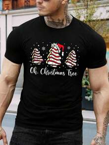 Camiseta divertida de Navidad para hombres y jóvenes - Camiseta festiva de Navidad para fiestas - Camiseta negra de algodón de manga corta - Idea de regalo perfecta - Negro - Ver 1