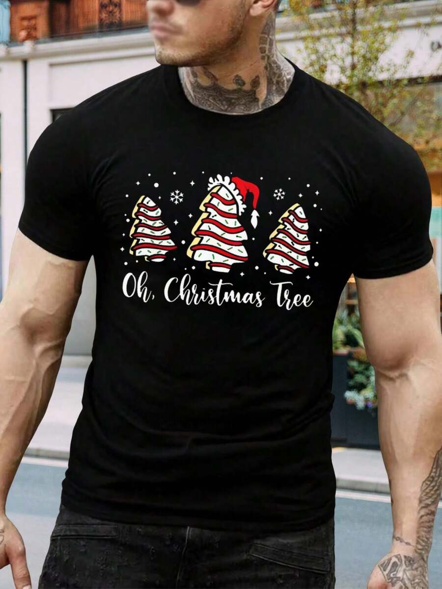 Camiseta divertida de Navidad para hombres y jóvenes - Camiseta festiva de Navidad para fiestas - Camiseta negra de algodón de manga corta - Idea de regalo perfecta - Negro - Ver 1