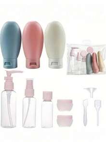 1pc/3pcs/11pcs Travel Refillable Bottle Set Spray Lotion Shampoo Shower Gel Tube Bottling Cosmetic Empty Liquid Container Portable Tool Refill