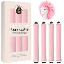 5 Piece Set No-Heat Curler, Bow Curlers, Shower Cap Set, Create Big Waves Sleeping Curlers, Satin Sleep Cap & Accessories, Multi-Function Styling Accessories Suitable For All Hair Types, Suitable For Work, Yoga, Cooking, Sports And More, Hair Styling, Hair Stuff, Curly Hair Products ,Hair Accessories