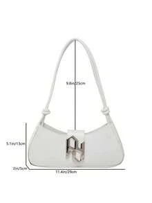 Belt Buckle Handbag, Summer New Style Bag, Simple Shoulder/Underarm Bag - White - View 1
