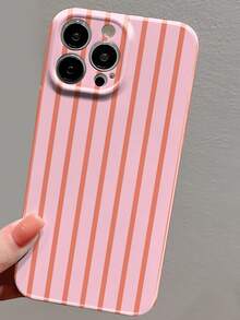 Casing Ponsel Minimalis Motif Garis-Garis Paduan Logam Merah Muda 1 buah, Casing Pelindung Ponsel dengan Finishing Logam Berlubang Motif Garis-Garis Minimalis, Kompatibel dengan iPhone 11/12/13/14/15/16 Pro Max, Tahan Air, Tahan Guncangan, Anti Jatuh, Tahan Gores, Warna Pastel Musim Semi, Hadiah, Versi Internasional, Bukan Versi Domestik - MultiWarna - View 5