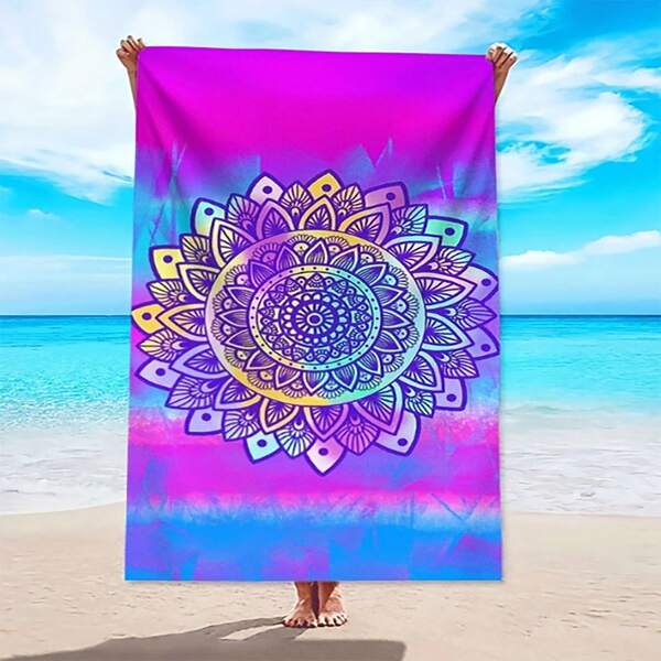 1pc Super Soft Microfiber Absorbent Printed Beach TowelTravel Essentials Travel Accessories Beach Essentials