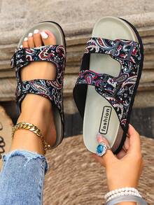 Ultra-Light Thick Sole Flat Soft Bottom Soft Surface Beach Outdoor Home Women's Flat Sandals Summer - Black 2 - View 7