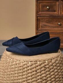 WHDXY 1 双女式平底尖头一脚蹬乐福鞋，休闲舒适通勤办公室工作鞋，适合所有季节