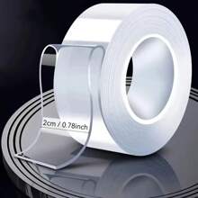 1pc Heavy Duty Double-Sided Tape - Reusable, Residue-Free, Strong Adhesive, Multi-Purpose, Removable & Washable, Suitable For Home, Office & Car! 2M Nano Double-Sided Tape, Transparent Traceless Double-Sided Adhesive Tape, Reusable & Waterproof Back To School
