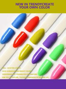 6 pièces Poudre de trempage néon fluorescente d'été pour extension d'ongles, manucure française et fête quotidienne