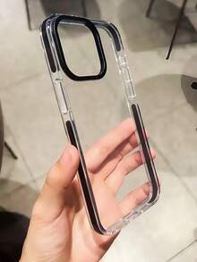极简黑色纯色基础款手机壳，1个装，极简大孔黑色边框加厚透明手机壳，防震，兼容 17/17 Pro/17 Pro Max/17 Air，圣诞节/万圣节礼物，生日/周年纪念礼物 - 黑色 - 查看 4